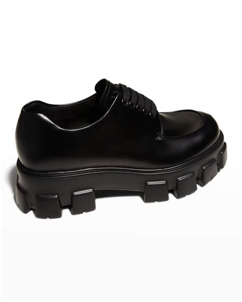 prada oxford platform shoes|Prada monolith derby shoes.